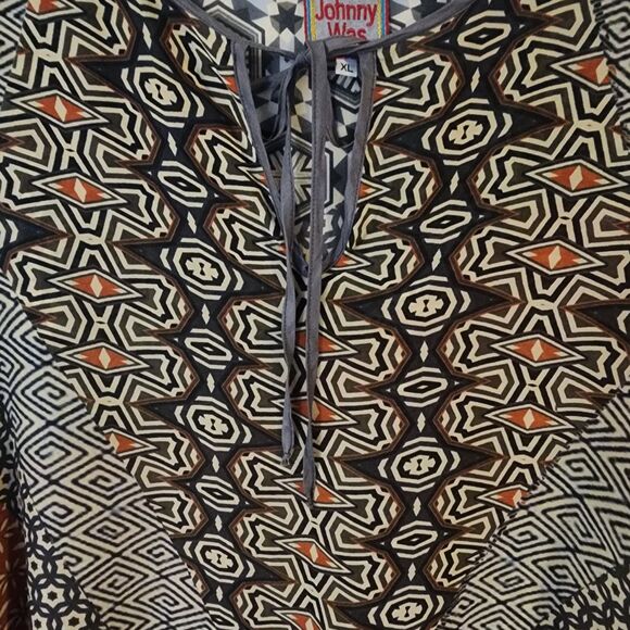 Johnny Was Breeland Geo Printed Tie Front Tunic XL Indie Core City Lightweight - Picture 7 of 9
